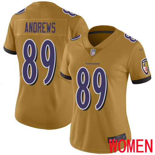 Baltimore Ravens Limited Gold Women Mark Andrews Jersey NFL Football #89 Inverted Legend->women nfl jersey->Women Jersey